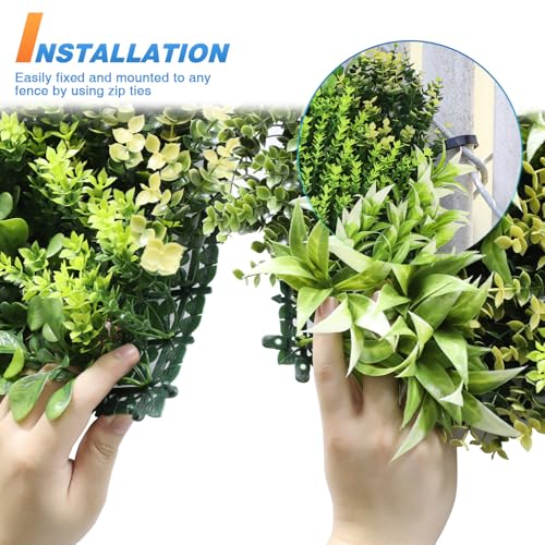 TANG 20"x20"-1PC Artificial Greenery Boxwood Panels Grass Wall Panel, Faux Privacy Fence Ivy Screens Backdrop Fake Hedge for Indoor Outdoor Wedding Décor, Style-13 - color: 20"x20" Panel-13, size: 20"x20"