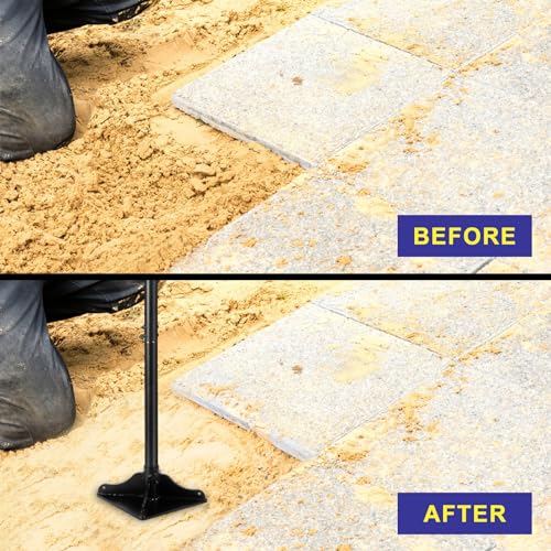 48 Inch Handle Steel Tamper, 8" x 8" Heavy Duty Garden Tamper Tool, Labour-Saving for Levelling Land, Installing Paving Stones and Repairing Pavements