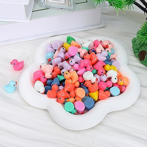 GADIEDIE130Pcs Multicolor Mini Resin Ducks,Miniature Duck Figures Landscape Decorations for Home Hide Prank Game Dollhouse Decor,Garden Aquarium Potted Ornament,School Handmade - style: 130PCS 13 Colors