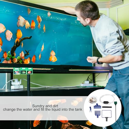 FRCOLOR Aquarium Water Changer and Gravel Vacuum Cleaner Siphon Tool Set with 12-in-1 Filter Media for Fish Tank Sand Washing and Manual Tank Cleaning