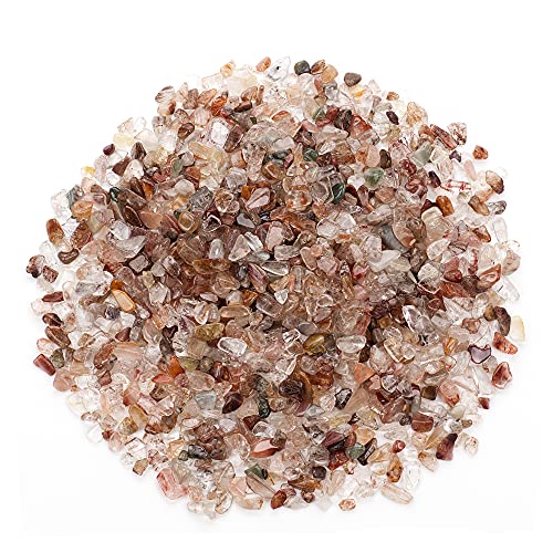 Cherry Tree Collection 1/2 Pound Polished Tumbled Gemstone Chips, Pebbles, Crystal Chips Bulk for Jewelry Making, Healing, Plants, Succulents, Aquariums, Decoration, Chakra (Multi Rutilated Quartz) - color: Multi Rutilated Quartz