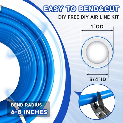 Compressed Air Line Kit, 3/4" x 50‘&120’&200‘&300‘ HDPE-Aluminum-HDPE Piping, Air Line Hose, Air Hose Kit with Air Compressor Accessories and Airline Tubing - size: 50ft