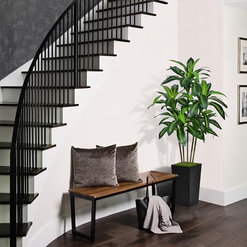 ASTIDY Artificial Dracaena Tree 5FT - Faux Tree with Black Tall Planter - Fake Tropical Yucca Floor Plant Potted - Artificial Silk Tree for Home Office Living Room Decor Indoor - color: Black