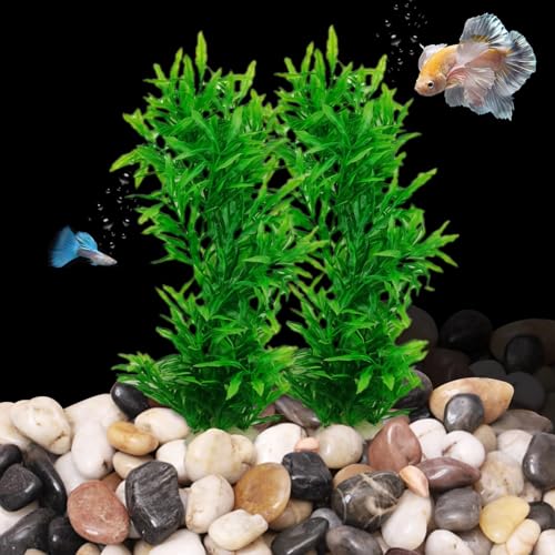 Tfwadmx Plastic Fish Tank Plants Decoration Artificial Seaweed Ornament for Fish Tank Decor Plastic Plant for Betta Shrimp 2 Pcs About 13 inch - color: Green-13''(2pcs)
