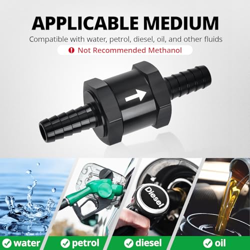 EVIL ENERGY 5/16" Fuel Check Valve One Way Inline Non Return Diesel Gasoline Black (8mm OD,2PCS) - color: Black, size: 5/16