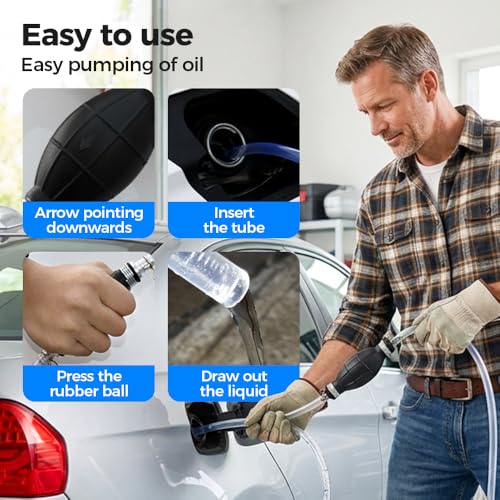 Multifunctional Liquid Siphon Pump, 2026 New Gasoline Siphon Hose Hand Fuel Transfer Pump for Motor Oil, Fuel, Diesel, Water, Fish Tank, Manual Fuel Pump with 6.5ft Hose (Basic Model)