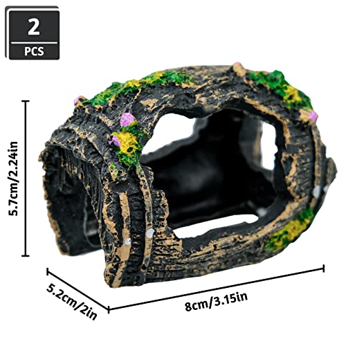 2 PCS Broken Barrel Aquarium Decorations, Caves Hide Hut Fish Tank Ornaments, Shipwreck Theme Landscaping Hideouts Accessories
