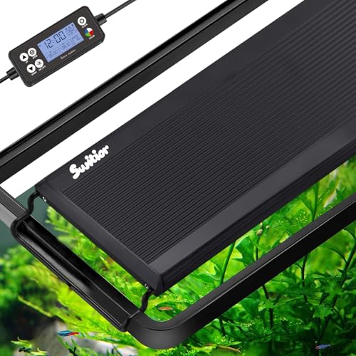 24/7 LED Aquarium Light, IP68 Waterproof Extendable Bracket Fish Tank Light with Timer, 7 Colors, 10 Level Adjustable Brightness, DIY Mode Full Spectrum Aquarium Plant Light for 30-36 Inch Fish Tank - size: 30"-36"