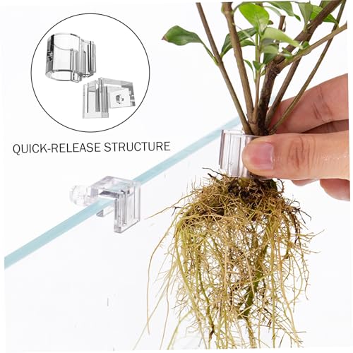 6PCS Transparent Fish Tank Plant Holder with U-Shaped Clip, Aquarium Plant Holder for Hydroponic Plants, Aquascaping Accessories M