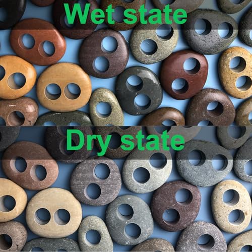 Natural River Stone Plant Weights for Aquarium, Handmade Pebble Anchors for Aquatic Plants, Fish Tank Decorations, Unique Shape & Size, Landscape Plant Weights (0.8″ 2holes 6pcs) - color: Small 0.8″ 2holes 6pcs