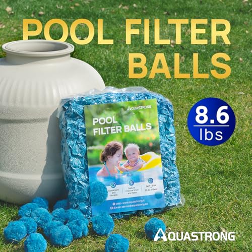 AQUASTRONG Pool Filter Balls for Sand Filter Pump, 8.6 lbs Reusable Sand Filter Balls (Replaces 280 lbs Pool Filter Sand), Efficient Blue Filter Balls for Swimming Pools, Filter Pumps, Aquariums - color: Blue(Pro+), size: 8.6lbs