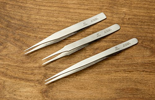 SE 12-Piece Non-Magnetic Stainless Steel Tweezers Set - TW2-412