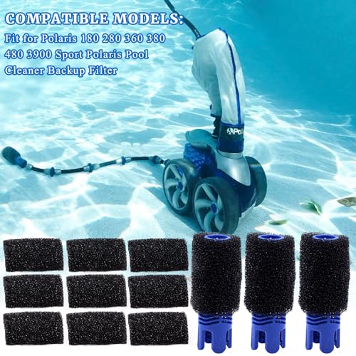 Pool Cleaner Sweep Hose Tail Scrubber and Prefilter Sponge Kit Fit for Polaris 3900 Sport 380 360 280 180 Pool Cleaners Filter Replacement Part Efficient Scrubbing 15 PCS