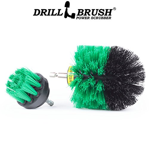 2 Piece Green Medium Stiffness Drill Rotary Cleaning Drillbrushes for Cleaning Kitchen, Cabinet, Counter, Linoleum, and General Purpose Scrubbing by Drillbrush - color: Green