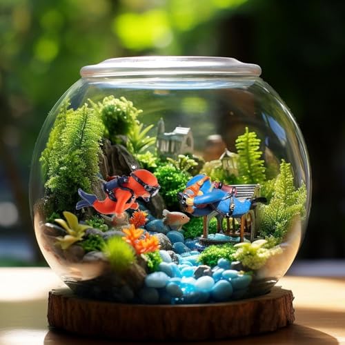 2PCS Diver Aquarium Decorations - Cute Floating Diver Figurines | Perfect for Fish Tank Scenes | Ideal for Unforgettable Aquatic Atmosphere, Playful Tank Decor