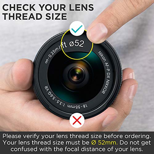 Altura Photo 52MM 0.43x HD Wide Angle Lens with Macro - Attaches to 52MM Filter Thread (Not Camera Body) DSLR Camera Accessories for Nikon D7100 D7000 D5500 D5300 D5200 D5100 D3300 D3200 D3100 D3000 - size: 52MM