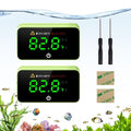 Digital Aquarium Thermometer, Stick-on Fish Tank Thermometer with LED Display, Wireless Aquarium Temperature Measurement with Battery-Change Tool and Extra Sticker.(Green*2) - color: Green-2 Pack
