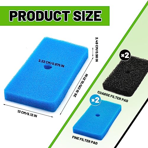 Retisee 2 Sets Replacement Pond Filter Pads for Outdoor Ponds Coarse and Fine Filter Pads Set Compatible with 52231 and 52229 Box for Fish Pond Filters Pump/Motor Water Aquarium Fountain