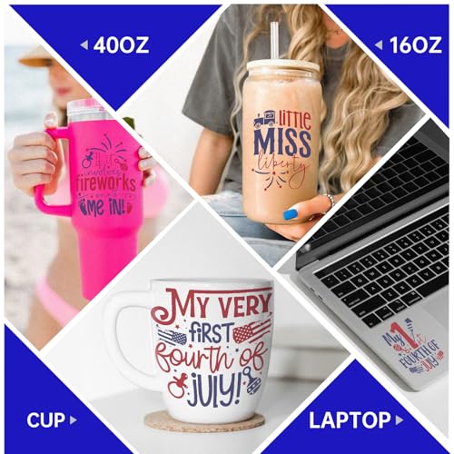 4 PCS Fourth July UV DTF Cup Wrap, Rub on Transfer Stickers for 16oz Glass Mugs, High Viscosity Permanent UV DTF Sticker, Coffee Cups, Water Bottles and Personalized Crafts - style: Fourth July