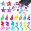 MARFOREVER 36 PCS Diving Gems Pool Toys, Acrylic Diamond Seashell Starfish Conch Scallop Gems Pirate Treasure for Beach Underwater Dive Game Toys Swimming Training Summer Mermaids Party Favors