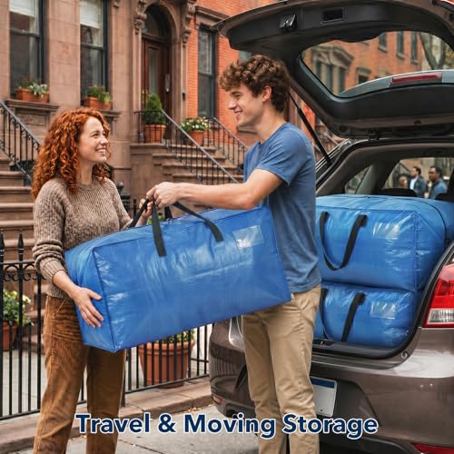 Moving Bags Heavy Duty,Extra Large Moving Bags for Travel/College Packing/Storage/Organization/Seasonal Clothes & Bedding Storage,Moving Supplies Bins,Compatible with Ikea Frakta Cart (SkyBlue,6Pcs) - color: Sky Blue, size: 12 Pack