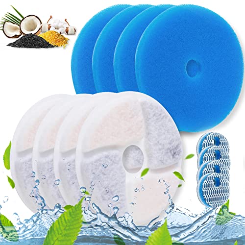 Cat Water Fountain Filters - 4PCS Activated Professional Removable Circle Reusable Fountain Carbon Filter Drink Fountain Filter