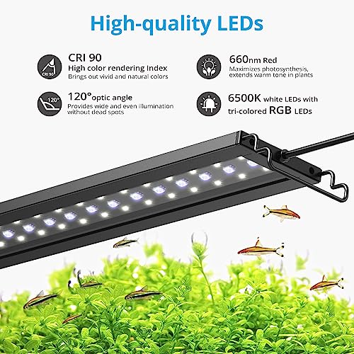 NICREW C10 24/7 LED Aquarium Light for Plants, 24-30 Inches, Full Spectrum Fish Tank Light with Timer, Brightness Adjustable - size: 24 - 30 in