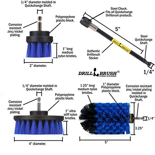 Aquatic All-Purpose Cleaning Brush Set - Medium Stiffness Blue Brushes - Long Reach Extension Attachment Kit - Aquarium Cleaning Products - Fish Tank Cleaner Brushes - Boat Scrub Brush - Hull Scrubber - color: Medium-blue