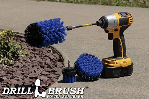Aquatic All-Purpose Cleaning Brush Set - Medium Stiffness Blue Brushes - Long Reach Extension Attachment Kit - Aquarium Cleaning Products - Fish Tank Cleaner Brushes - Boat Scrub Brush - Hull Scrubber - color: Medium-blue