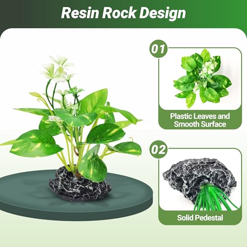 GOZILLA Fish Tank Plants, Reptile Artificial Plastic Plants, Reptile Plants for Terrarium, Aquarium Decorations Resin Pedestal Ornaments for Fish Tank Accessories Set.(4PCS/B-Set) - color: 4 Pcs/ B Set