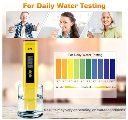 Digital pH Meter Tester Pen for Water, Pre-Calibrated, High Accuracy ±0.01, 0–14 pH Range, Pocket Size for Drinking Water, Pool, Aquarium & Hydroponics (Yellow) - color: Yellow