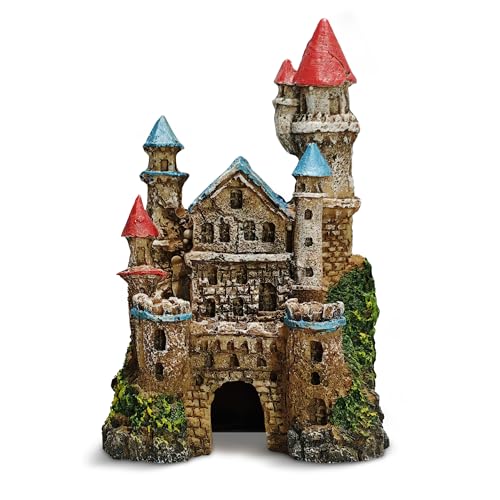Aquarium Castle Decor – Resin Medieval Fish Tank Decorations with Hiding Holes, Betta Fish Tank Accessories Ornaments, Large Aquarium Decor, Gift for Kids & Fish Lovers - color: Castle C
