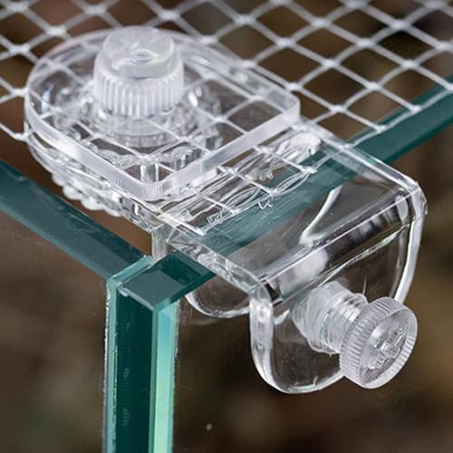 Fish Tank Top Cover - Aquarium Glass Lid Support Clip Set, Acrylic Rimless Tank Hood Holder | Anti-Jump Net Clamp, Top Cover Clamp Bracket System, Aquarium Accessory for Fish Container Stability Use