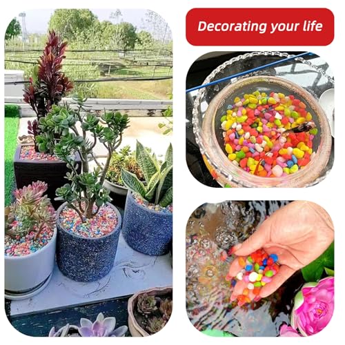 Red Pebbles for Crafts, 0.9 Pound Natural Polished Aquarium Gravel, Decorative Pebbles for Indoor Plants, Turtle Tank, Vase, Succulents Cactus, Garden Landscaping - color: Red