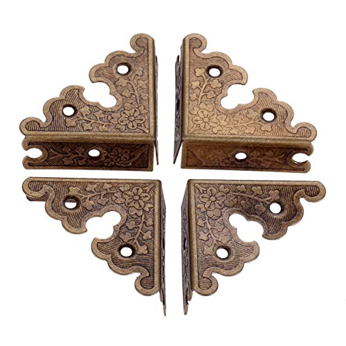 dophee 4Pcs Decorative Corner Protectors, Retro Style Edge Safety Guards Covers for Picture Frame Album Jewelry Box Gift Box Wooden Case Chest Tables Cabinet Furniture, 1.34"x1.34"-Antique Bronze - color: Antique Bronze