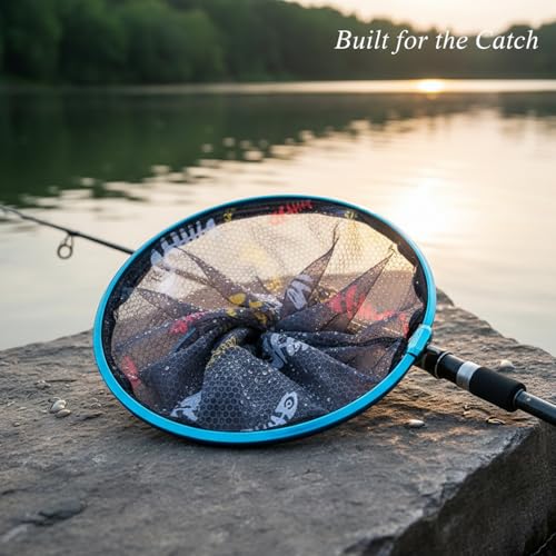 Aluminum Alloy Landing Net Head Replacement Frame for Fishing Rod Handles - Blue - size: 11.81 x 11.81 x 11.81"