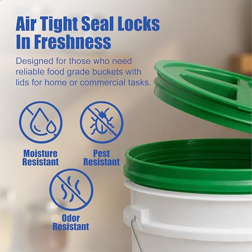 ePackageSupply 3.5 Gallon Bucket with Lid - Food Grade Bucket with Airtight Gamma Seal Screw-On Lid, 90 Mil Heavy Duty HDPE Plastic, BPA Free, for Bulk Food Storage, Made in USA - Green, 1 Pack - color: Green, size: 1 Pack