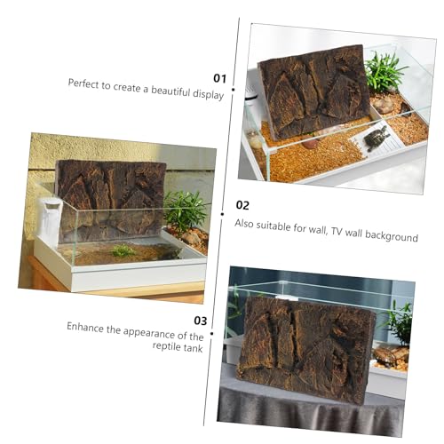 BESPORTBLE 3D Reptile Tank Background Board Realistic Turtle Tank Decor Adhesive Terrarium Back Wall