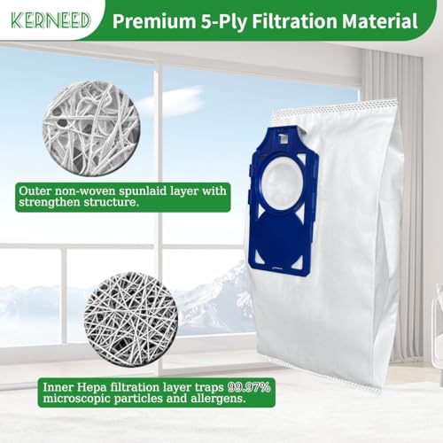 8 Pack R30D HEPA Replacement Vacuum Bags for Riccar Brilliance R30D, R30P, R30PET & Simplicity Synchrony S30D, S30P, S30PET Upright Vacuums Cleaner, Part RNHC-6/SNH-6