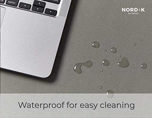 Nordik Leather Desk Mat Cable Organizer - Alaskan Gray 35 X 17 inch - Premium Extended Mouse Mat for Home Office Accessories - Non-Slip Vegan Leather Desk Pad Protector & Desk Blotter Pad - color: Alaskan Gray