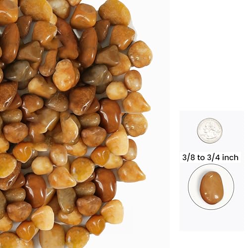 300 LBS River Rocks, StoneCreek, Decorative Garden Stones for Plant Landscaping, Polished Gravel Filler Pebbles for Home Decoration, Vases, Succulents, Flower Beds and Fish Tanks (Pale Yellow, Medium) - color: Pale Yellow, size: 300 LBS