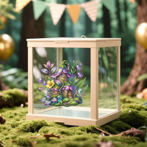Peacoblue 18 Sheets Rub on Transfers for Crafts, Fairy House and Tale House 3.6"x3.9" UV DTF Cup Wraps Waterproof Cold Transfers Stickers for Wood Glass Metal Cup Tumblers Mirrors Mugs Home Decor - style: Fairy House and Fairy Tale House