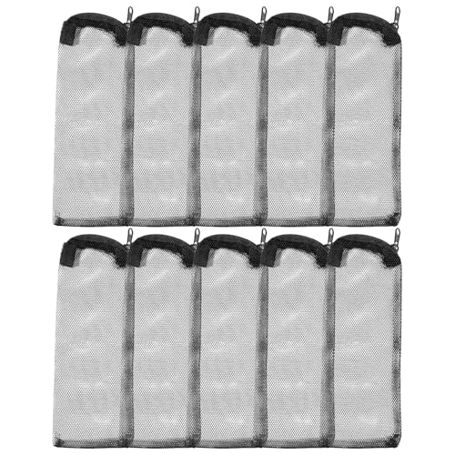 AQUANEAT 10pcs Aquarium Filter Media Bags, Fish Tank Coarse Mesh Bags with Plastic Zipper for Activated Carbon(3" x 8") - size: 3" x 8"