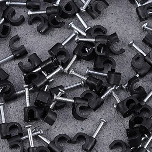 UKCOCO 100pcs Black Plastic Cable Clips for Cord Organization Wall Fasteners for Home to Install Wire Fixers for Power Cords and Phone Lines