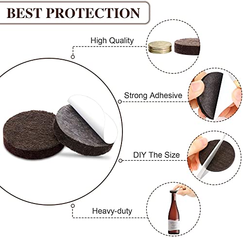 Yelanon Felt Furniture Pads for Hardwood Floors -36 Pcs 2" Premium Floor Protectors for Furniture, Felt Pads for Chair Legs, Brown - size: 36 pcs 2" Round Brown