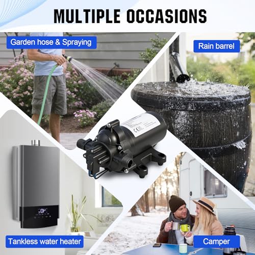ECO-WORTHY 33-Series Water Pressure Diaphragm Pump Industrial 110V AC 4.0GPM Flow 50PSI Rated Pressure Self Priming RV Fresh Water Pump for Camper Kitchen Bathroom Marine Yacht Caravan - size: 4.0GPM-50PSI-110V-Standard Package