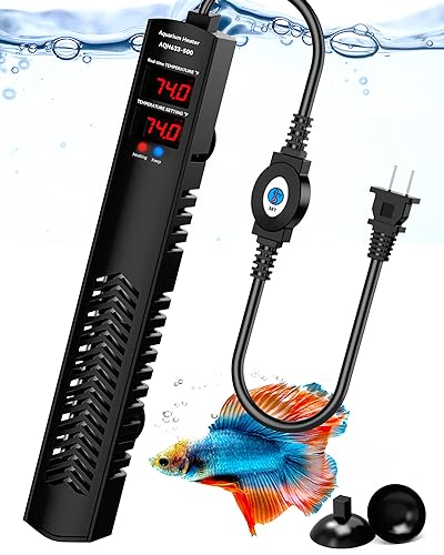 AHJ Aquarium Heater for 75 100 120 Gallon, 500W Submersible Fish Tank Water Heater with Accurate Temperature Control, Over-Temp Protect, Auto Shut-Off, Quick Heat up for Saltwater & Freshwater - size: 500W(75-100-120 Gallon)