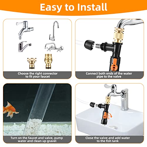 Gravel Vacuum for Aquarium Water Changer Fish Tank Cleaning Tools,Siphon Universal Quick Pump Aquarium Water Changing (30ft)