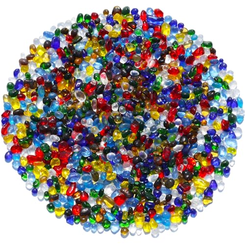 QYGL Sea Glass Stones - Colorful Clear Glass Pebbles Gemstones - Perfect for Aquarium Rocks, Fish Tank Gravel, Vase Fillers, DIY Crafts, and Home Decor (0.9LB/14oz) - color: Colorful