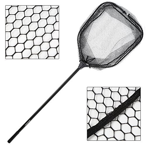 BLISSWILL Large Fishing Net with Handle Collapsible Fish Landing with Extendable Handle Knotless Nylon Fishing Safe Fish Net Durable Telescopic Dip Foldable